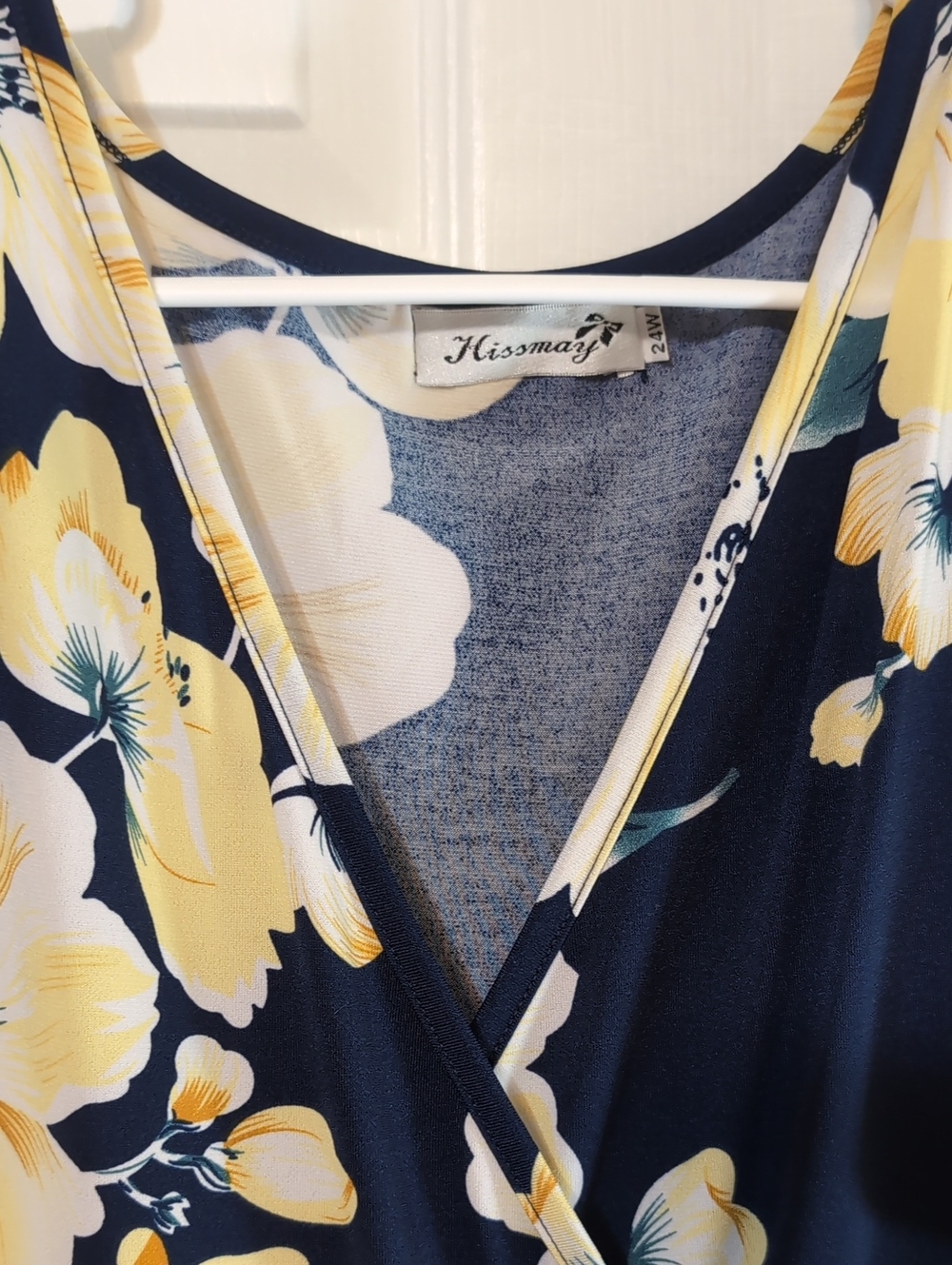 Hissmay Floral V-Neck Tunic Dress in Navy and Yellow